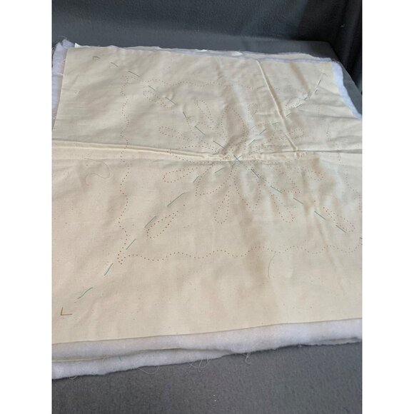 Candlewick Snowflake Quilted Cotton Stamped Fabric Batting & Backing set of 4 - Picture 2 of 6